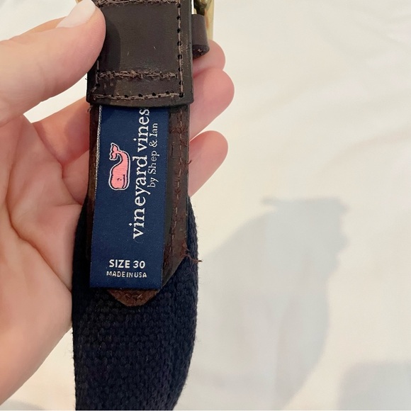 VINEYARD VINES MENS Preppy Cotton Leather BELT - Picture 6 of 6